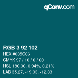 Color code: RGB 3 92 102 | qconv.com