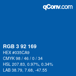 カラーコード: RGB 3 92 169 | qconv.com