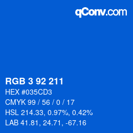 カラーコード: RGB 3 92 211 | qconv.com