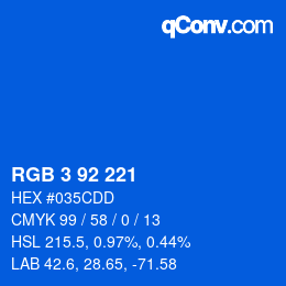 カラーコード: RGB 3 92 221 | qconv.com