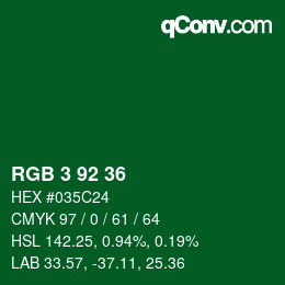 カラーコード: RGB 3 92 36 | qconv.com