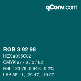 カラーコード: RGB 3 92 98 | qconv.com
