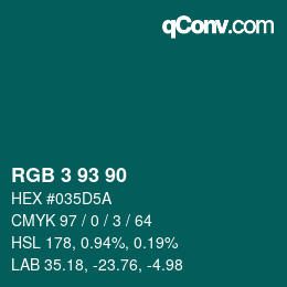 カラーコード: RGB 3 93 90 | qconv.com