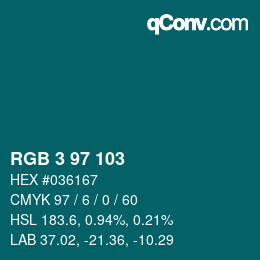 カラーコード: RGB 3 97 103 | qconv.com