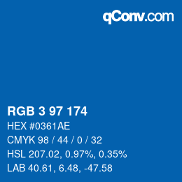 Color code: RGB 3 97 174 | qconv.com
