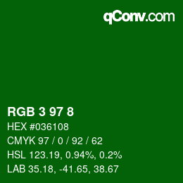 Color code: RGB 3 97 8 | qconv.com