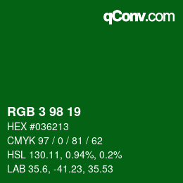 Color code: RGB 3 98 19 | qconv.com
