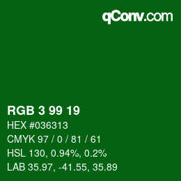 Color code: RGB 3 99 19 | qconv.com