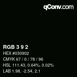 颜色代码: RGB 3 9 2 | qconv.com