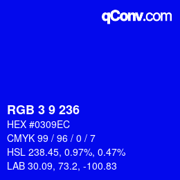カラーコード: RGB 3 9 236 | qconv.com