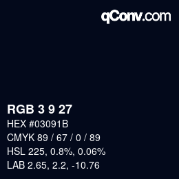 Color code: RGB 3 9 27 | qconv.com
