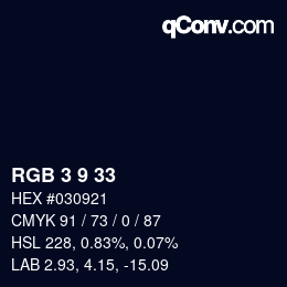 Color code: RGB 3 9 33 | qconv.com