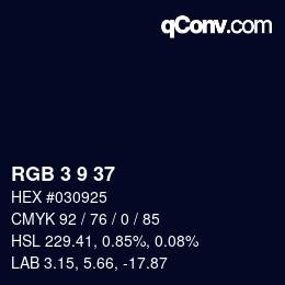 Color code: RGB 3 9 37 | qconv.com