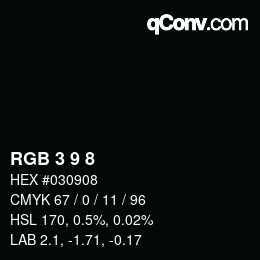 Color code: RGB 3 9 8 | qconv.com