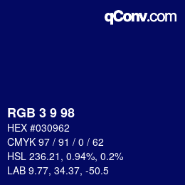 カラーコード: RGB 3 9 98 | qconv.com