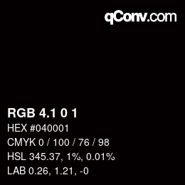 カラーコード: RGB 4.1 0 1 | qconv.com
