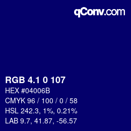 カラーコード: RGB 4.1 0 107 | qconv.com