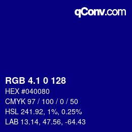 カラーコード: RGB 4.1 0 128 | qconv.com