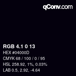 Color code: RGB 4.1 0 13 | qconv.com