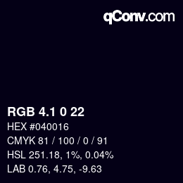 Color code: RGB 4.1 0 22 | qconv.com