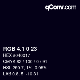 カラーコード: RGB 4.1 0 23 | qconv.com