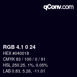 Color code: RGB 4.1 0 24 | qconv.com