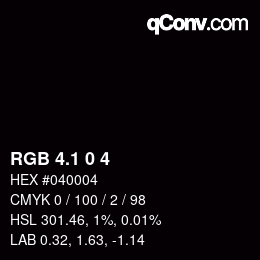 カラーコード: RGB 4.1 0 4 | qconv.com