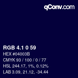 カラーコード: RGB 4.1 0 59 | qconv.com
