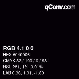 Color code: RGB 4.1 0 6 | qconv.com