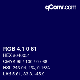 カラーコード: RGB 4.1 0 81 | qconv.com