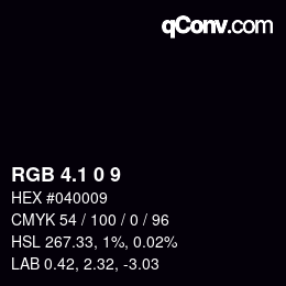 カラーコード: RGB 4.1 0 9 | qconv.com