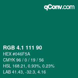 カラーコード: RGB 4.1 111 90 | qconv.com