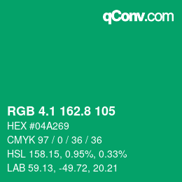 カラーコード: RGB 4.1 162.8 105 | qconv.com