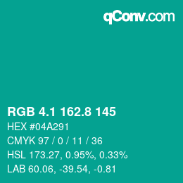 カラーコード: RGB 4.1 162.8 145 | qconv.com