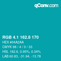 カラーコード: RGB 4.1 162.8 170 | qconv.com
