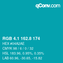 カラーコード: RGB 4.1 162.8 174 | qconv.com
