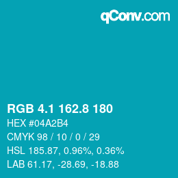 カラーコード: RGB 4.1 162.8 180 | qconv.com