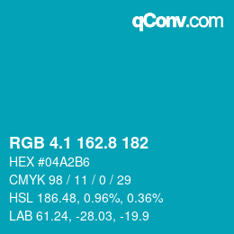 カラーコード: RGB 4.1 162.8 182 | qconv.com