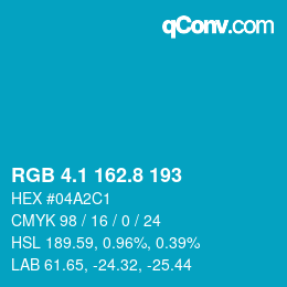 カラーコード: RGB 4.1 162.8 193 | qconv.com