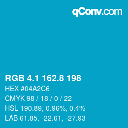 カラーコード: RGB 4.1 162.8 198 | qconv.com