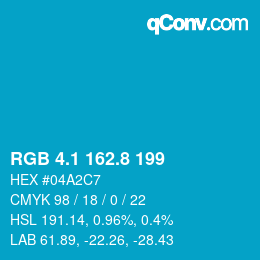 カラーコード: RGB 4.1 162.8 199 | qconv.com