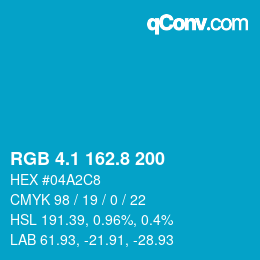 カラーコード: RGB 4.1 162.8 200 | qconv.com