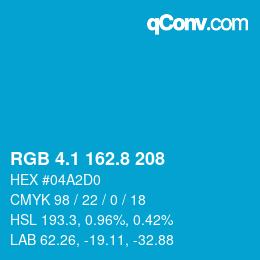 カラーコード: RGB 4.1 162.8 208 | qconv.com