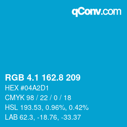 カラーコード: RGB 4.1 162.8 209 | qconv.com