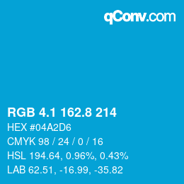カラーコード: RGB 4.1 162.8 214 | qconv.com