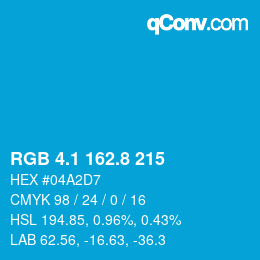 カラーコード: RGB 4.1 162.8 215 | qconv.com