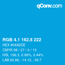 カラーコード: RGB 4.1 162.8 222 | qconv.com