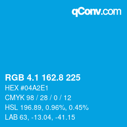 カラーコード: RGB 4.1 162.8 225 | qconv.com