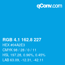 カラーコード: RGB 4.1 162.8 227 | qconv.com