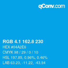 カラーコード: RGB 4.1 162.8 230 | qconv.com
